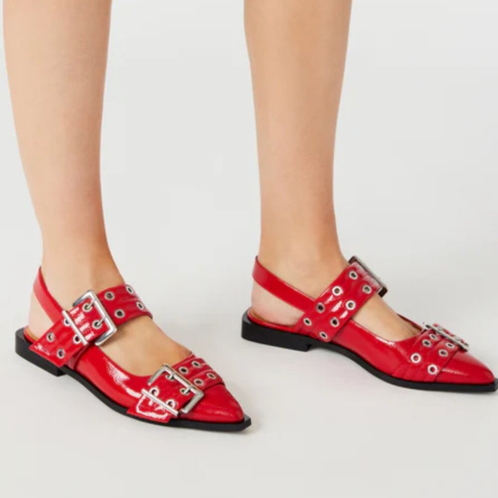 NWT Steve Madden Graya Buckle Flats Red 8.5